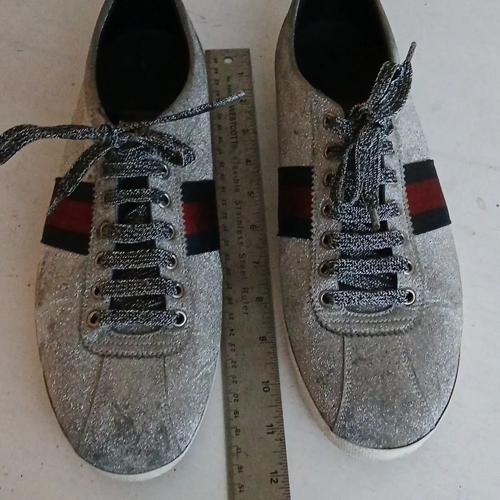 GUCCI Silver Glitter Bambi Sneakers Size 10.5